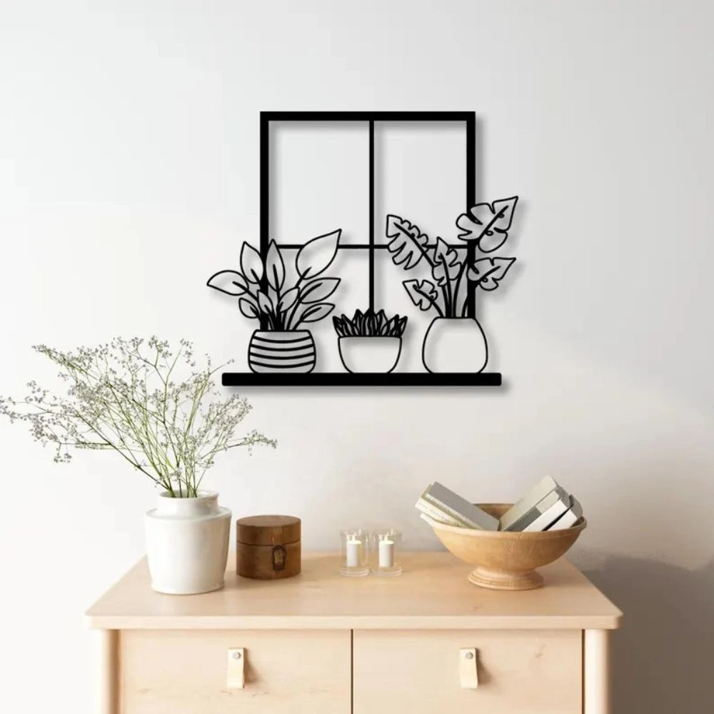 Flower and Window Metal Wall Art WD12FW